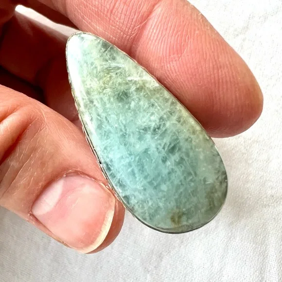 925 Moonwater AQUAMARINE Teardrop Ring 7.5 - Picture 5 of 8